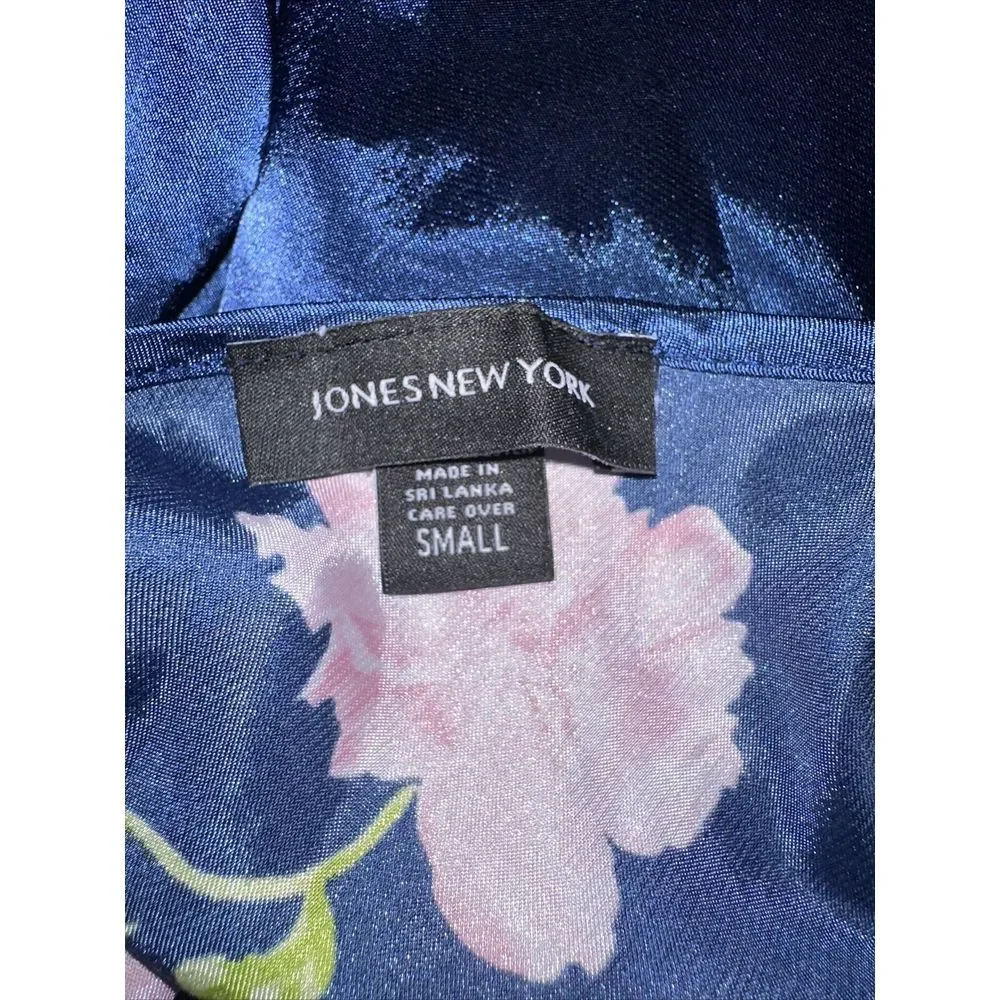 Vintage Jones New York Satin Long And Short Nightgown Lingerie Blue Floral Small